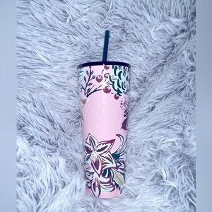 Starbucks 2022 Holiday Winter Collection Pink Enchanted Forest Floral Tumbler